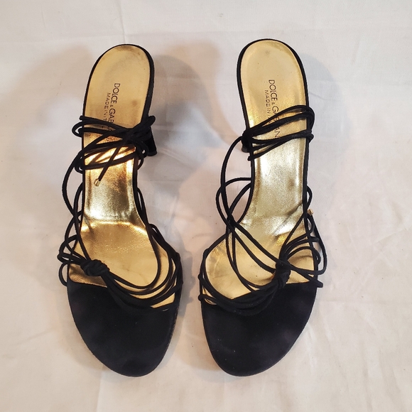 Dolce & Gabbana Women’s Size 40/9.5 Black Suede Strappy Heels Sandals - Picture 2 of 6
